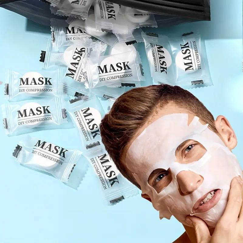 Face Mask Skincare - **100 ชิ้น** หน้ากากอนามัยแบบใช้แล้วทิ้งชนิดอัดแน่น พกพาสะดวกสำหรับการเดินทาง หน้ากากผ้าไม่ทอ บำรุงผิวหน้า