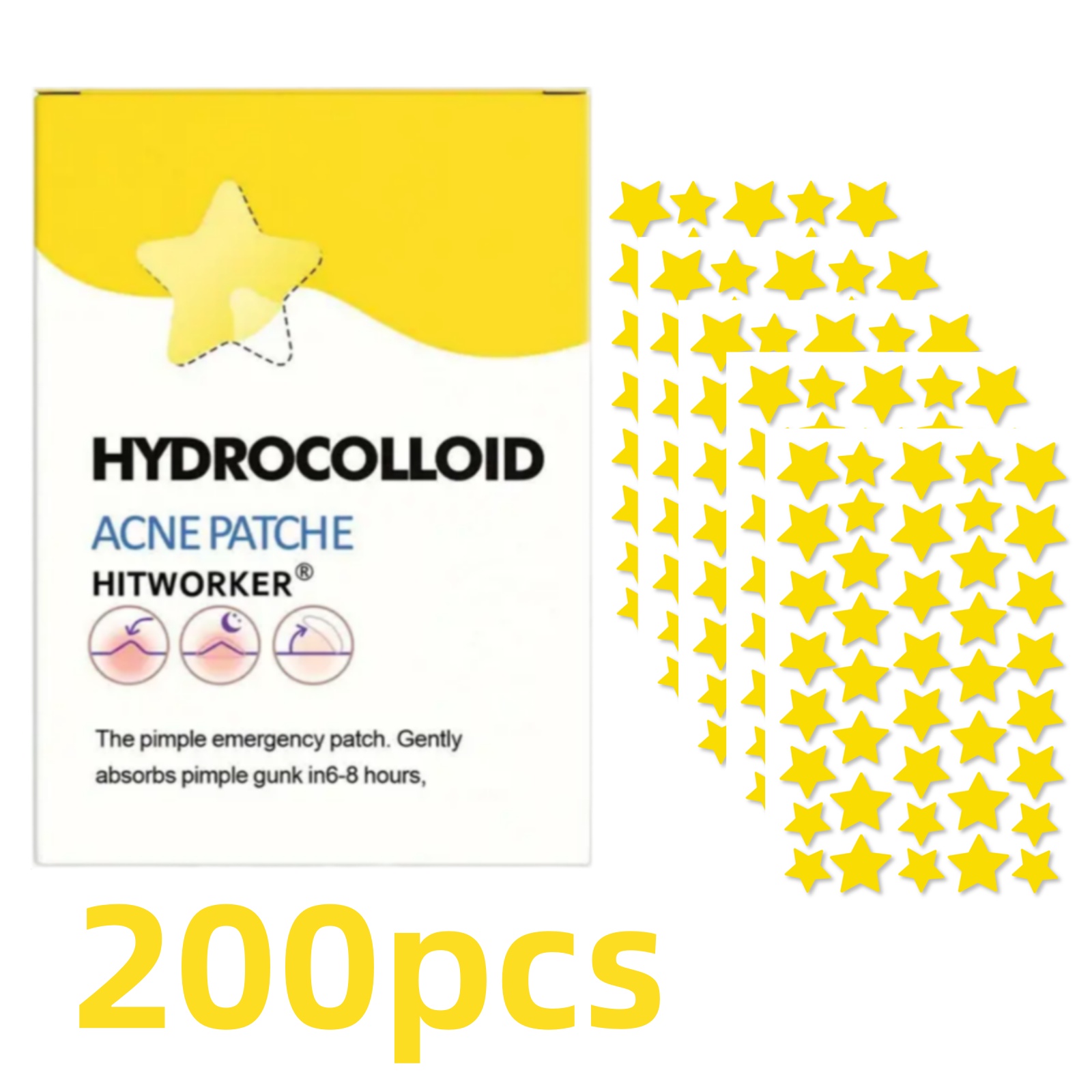 Skincare China - แผ่นแปะสิวรูปดาว 200/400 ชิ้น - ปราศจากแอลกอฮอล์ ปราศจากน้ำหอม