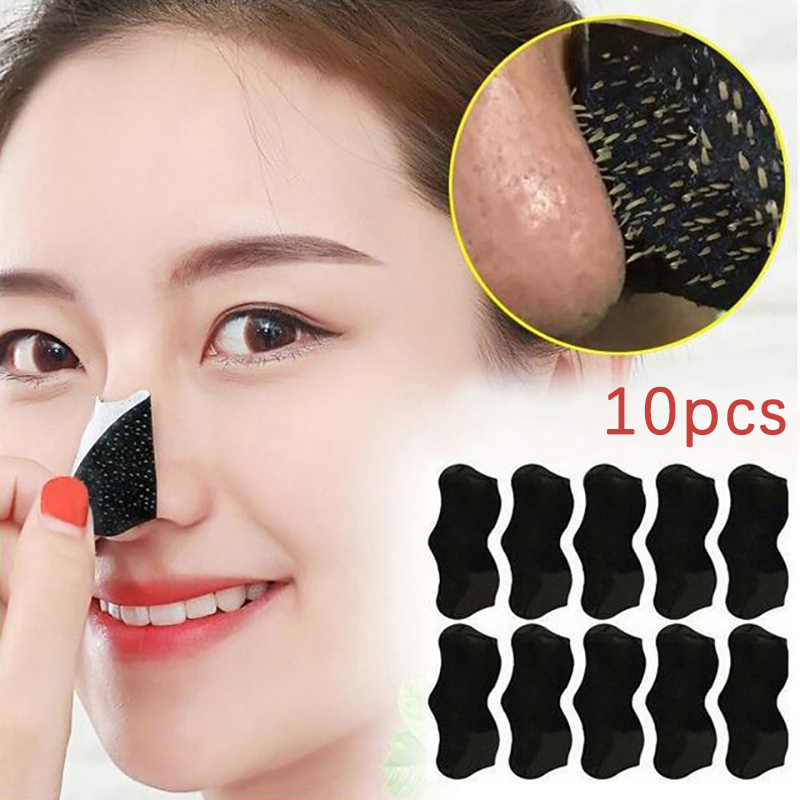 Face Mask Skincare - แผ่นลอกสิวเสี้ยน 10 ชิ้น สำหรับทุกเพศ สีดำ ทำความสะอาดล้ำลึก