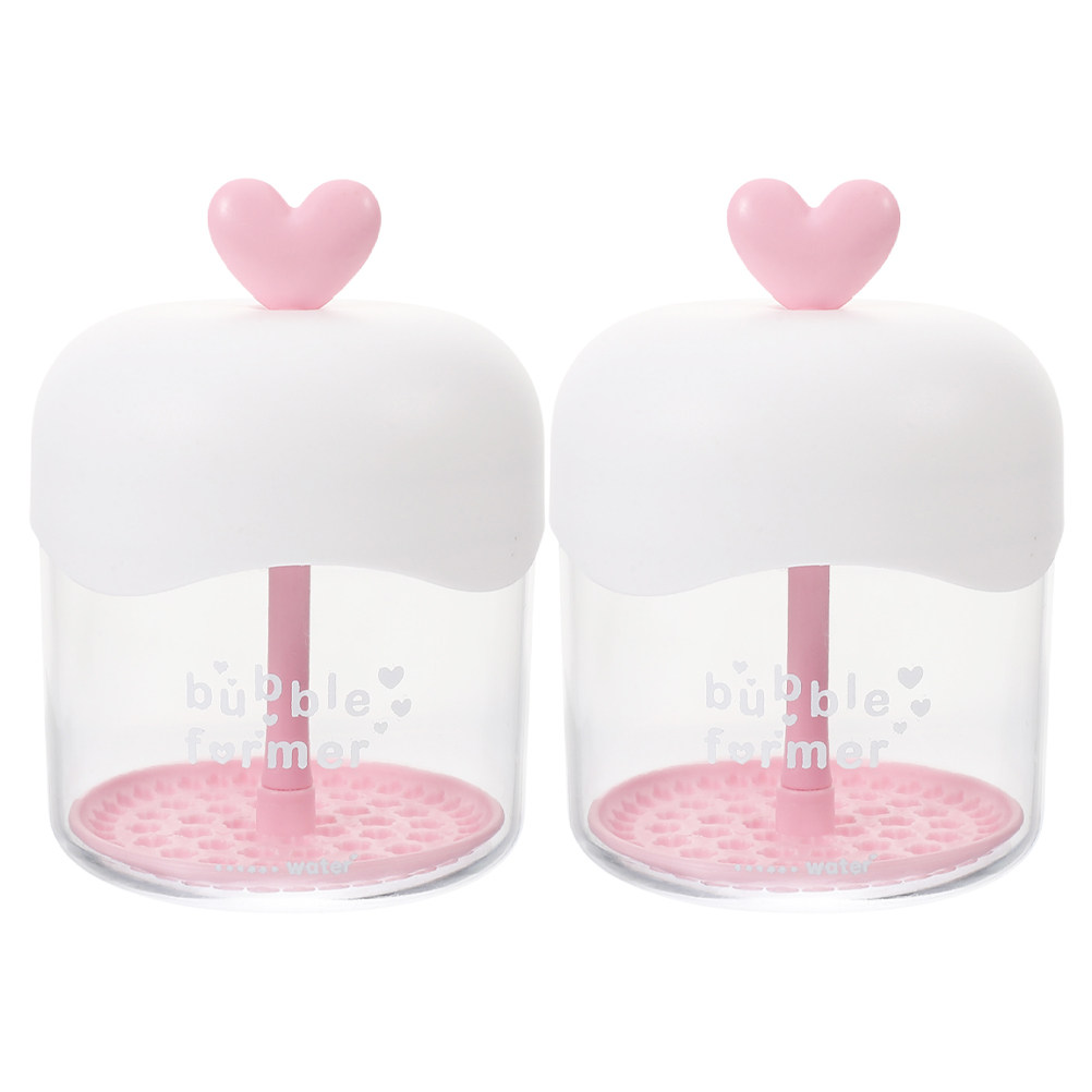 Cleanser Face - 2 ชิ้น อุปกรณ์ทำโฟมล้างหน้า รูปหัวใจใส แบบมือถือ สำหรับพกพา
