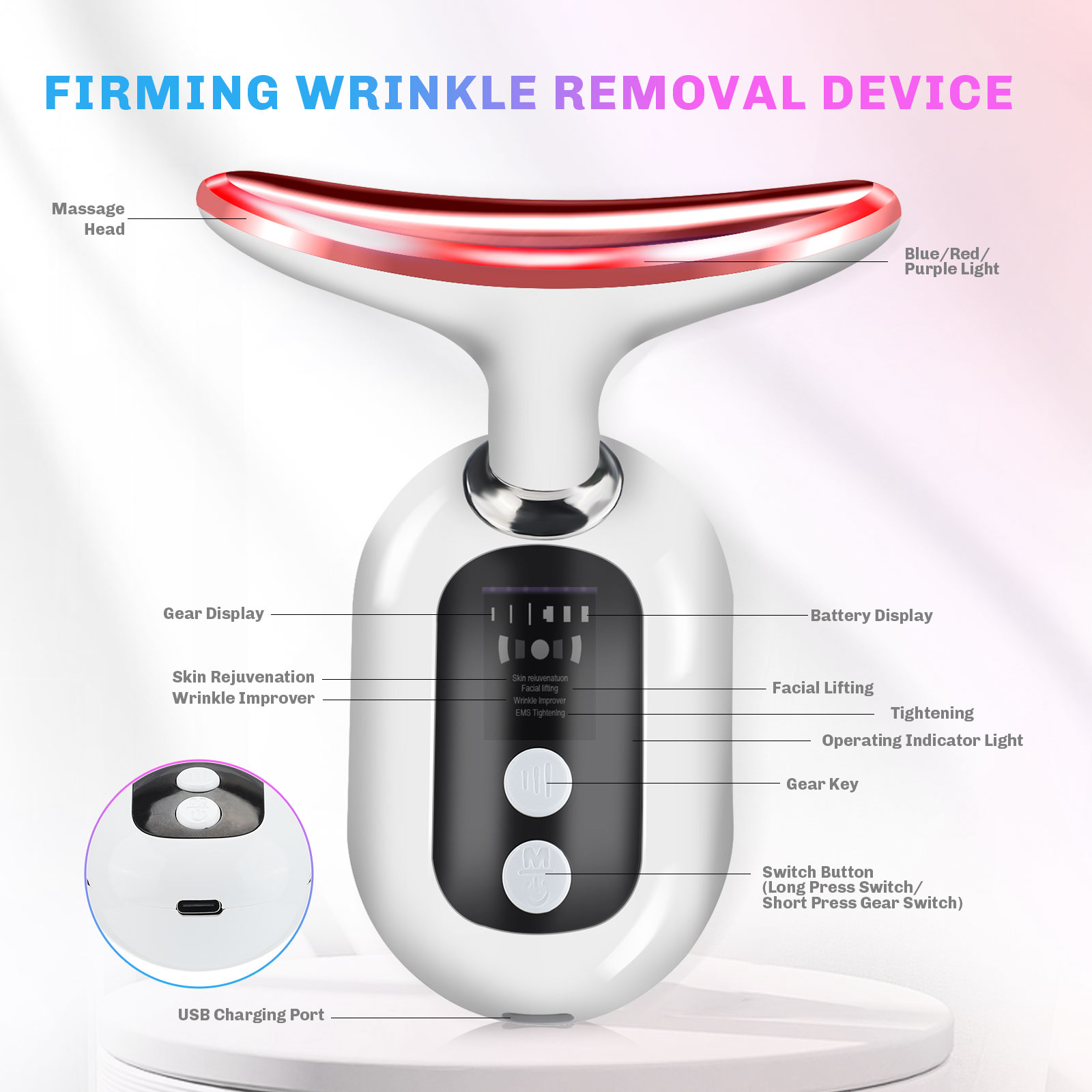 เครื่องนวดหน้าและลำคอแบบไมโครเ - Skincare Glowing บทวิจารณ์และราคา