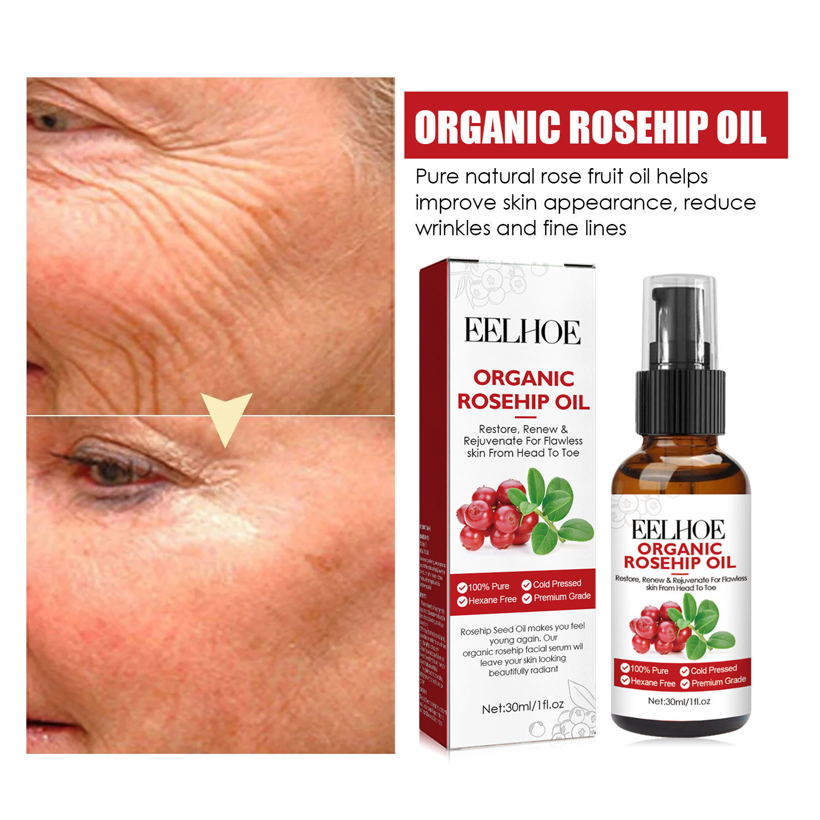 30ml Rosehip Oil Facial Serum  - Face Oil Rosehip บทวิจารณ์และราคา